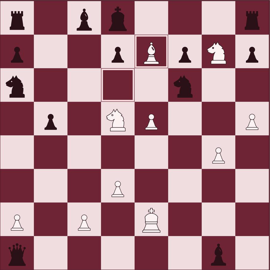 The Immortal Game, final position, burgundy style